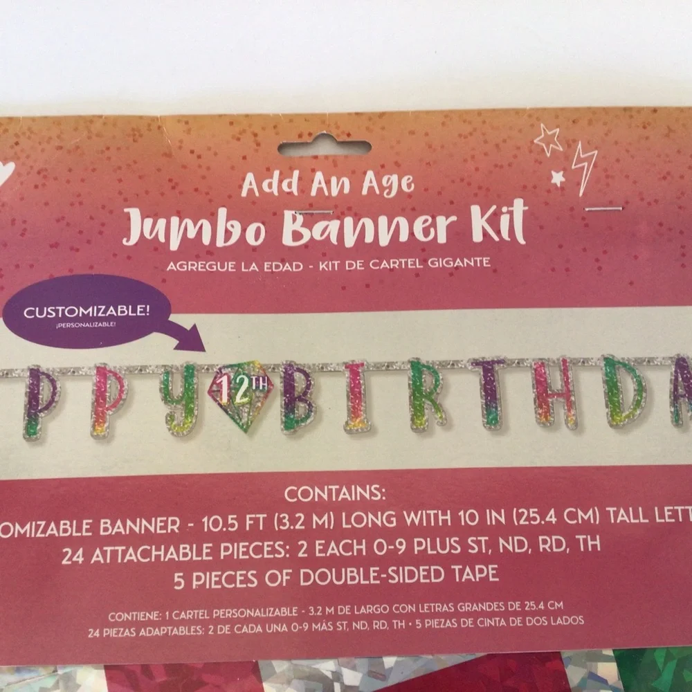 HAPPY BIRTHDAY CUSTOMIZABLE BANNER NWT